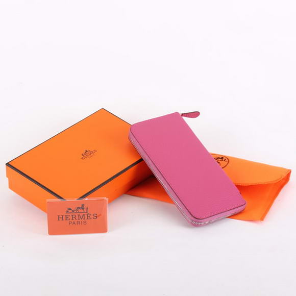 1:1 Quality Hermes Togo Leather Perforated Zippy Wallet 9032 Roseo Replica - Click Image to Close